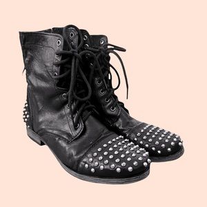 Black studded combat boots